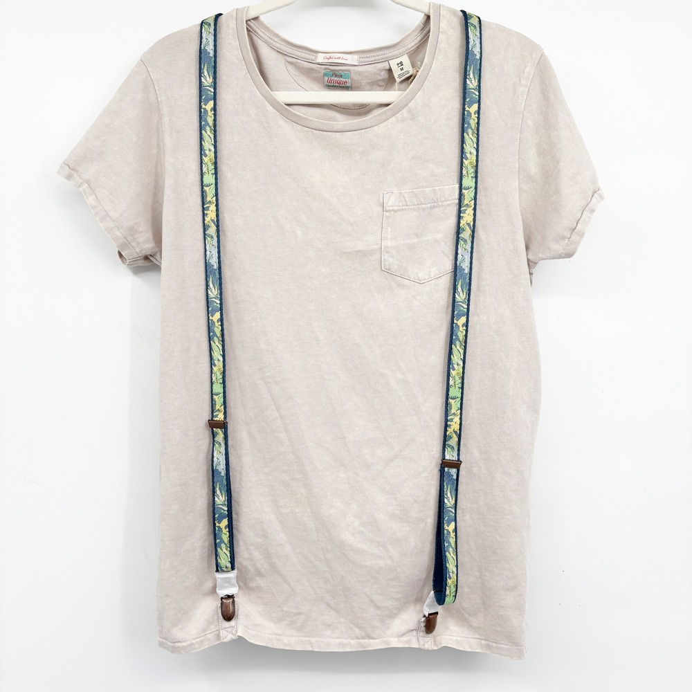 NWT Scotch & Soda Mens Piece Unique Suspender Acid Wash Pocket T-Shirt Size M